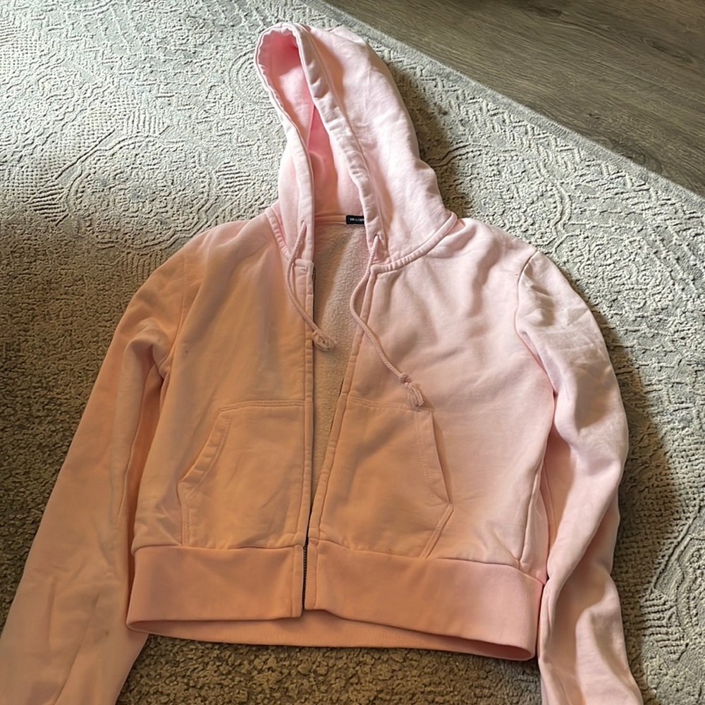Brandy Melville pink cropped zip up